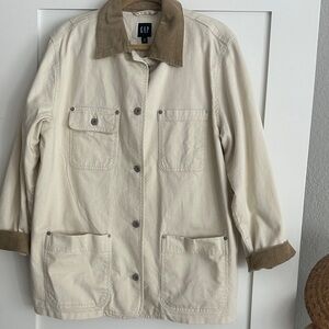 GAP Ivory TwillJacket with Tan Cordoroy Details